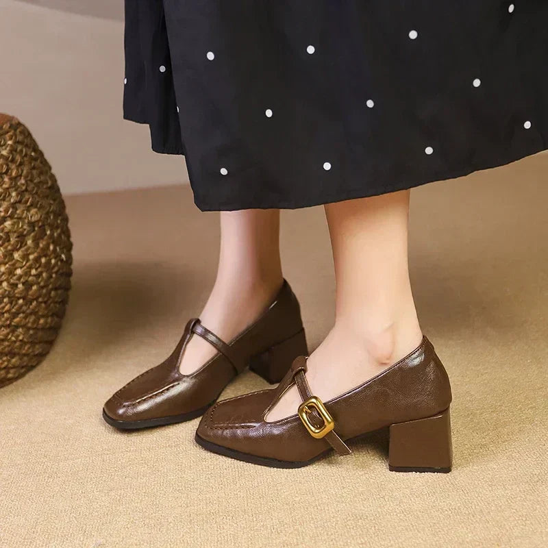 Elegant Mary Jane Shoes for Women with Buckle Strap Style
