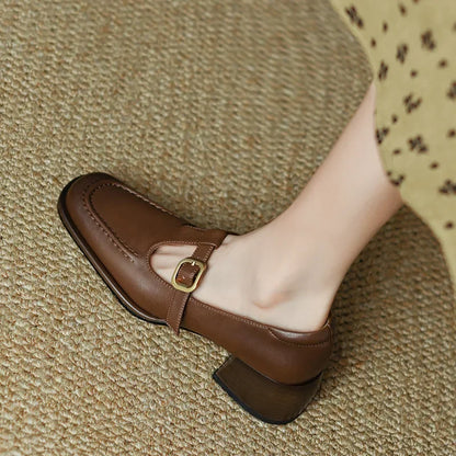 Elegant T-Strap Mary Jane Shoes for Women with Block Heel Style