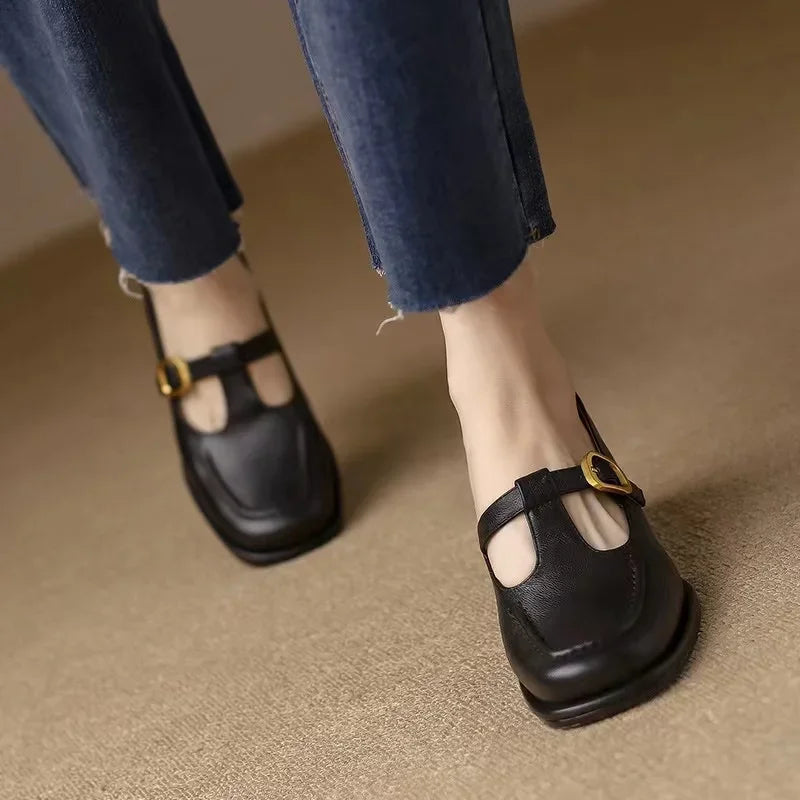 Elegant T-Strap Mary Jane Shoes for Women with Block Heel Style