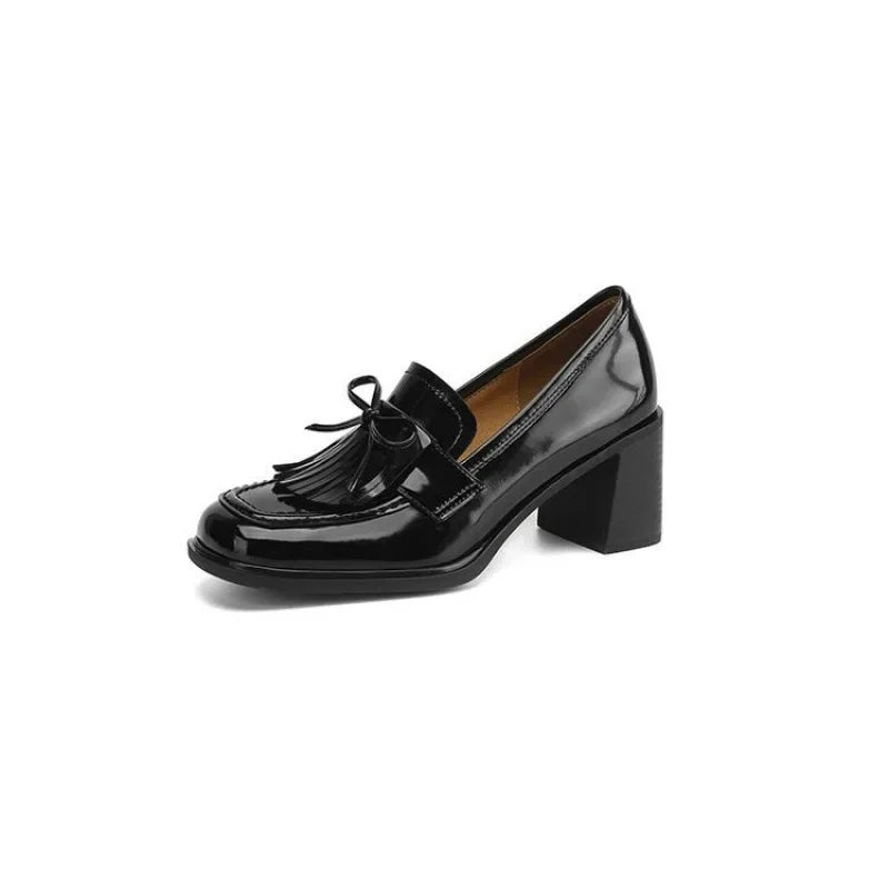 Elegant Tassel Loafer Pumps for Women with Block Heel Style