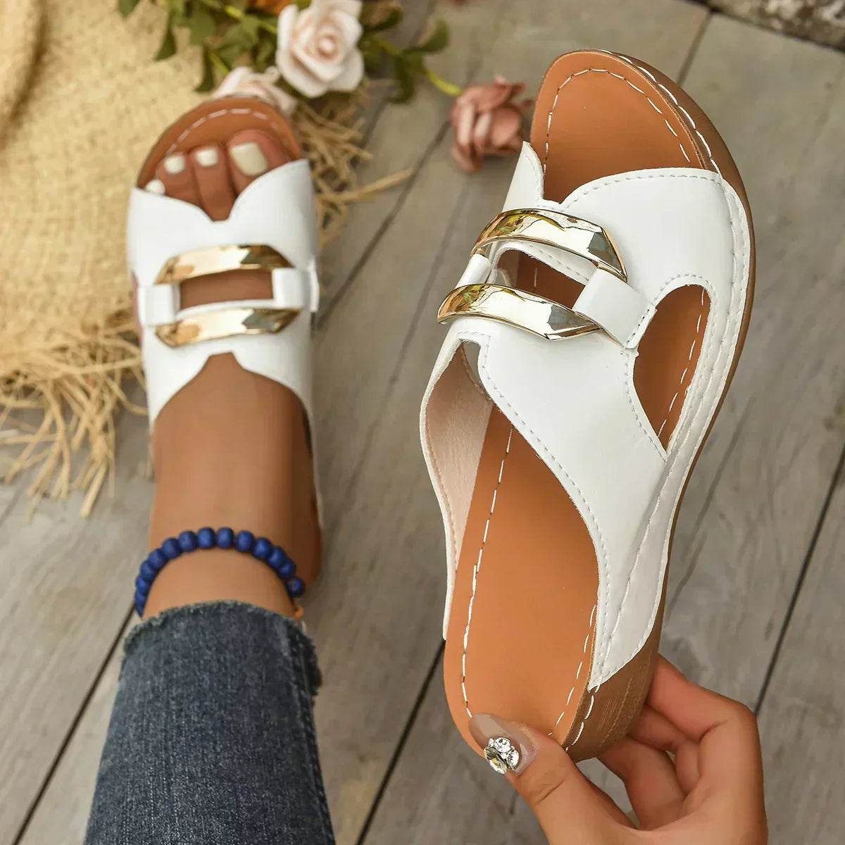 Comfortable Orthopedic Sandals for Women with Cutout Wedge Style