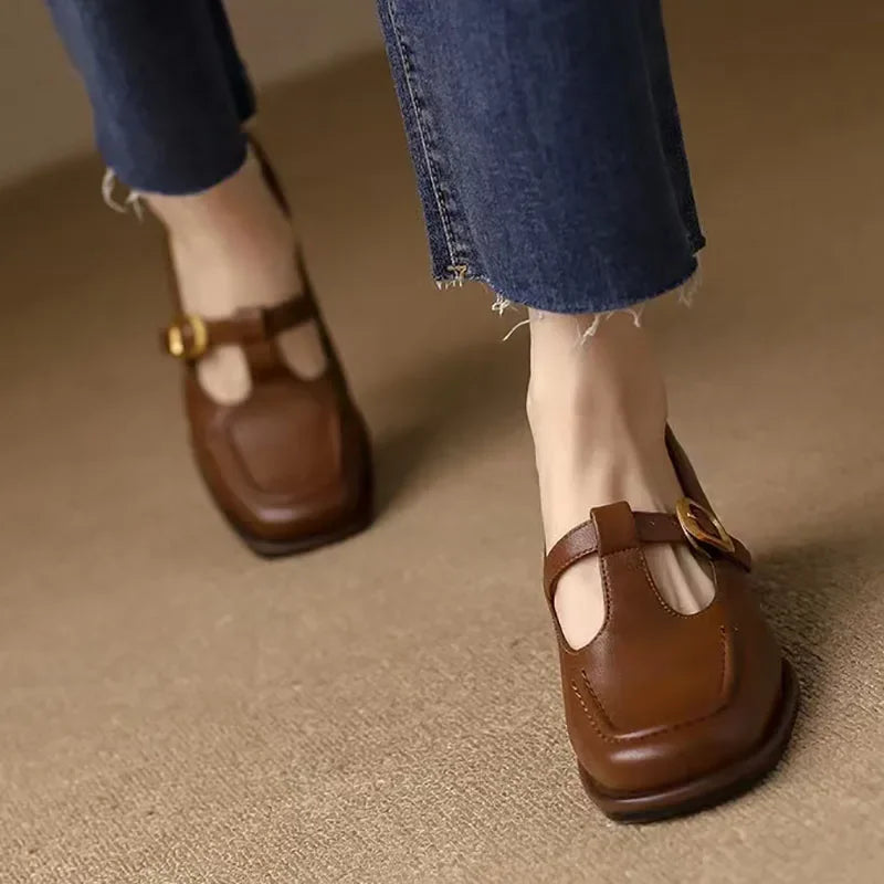 Elegant T-Strap Mary Jane Shoes for Women with Block Heel Style