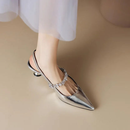 Elegant Wedding Shoes for Women with Rhinestone Strap Style