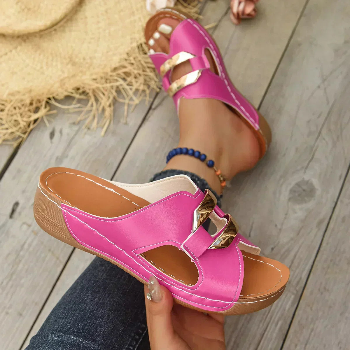 Comfortable Orthopedic Sandals for Women with Cutout Wedge Style
