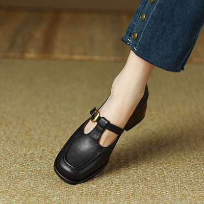 Elegant T-Strap Mary Jane Shoes for Women with Block Heel Style