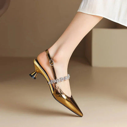 Elegant Wedding Shoes for Women with Rhinestone Strap Style