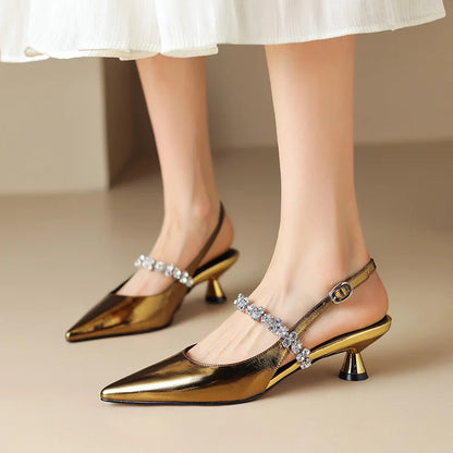 Elegant Wedding Shoes for Women with Rhinestone Strap Style