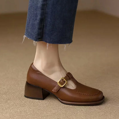 Elegant T-Strap Mary Jane Shoes for Women with Block Heel Style