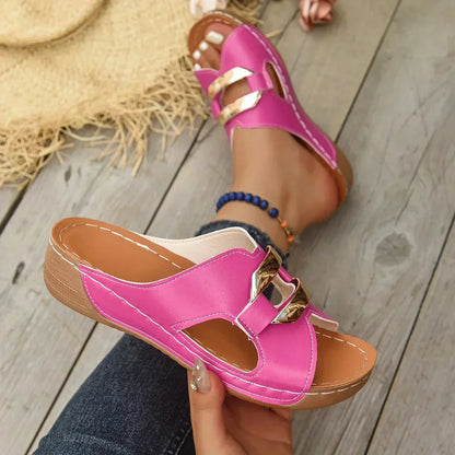 Comfortable Orthopedic Sandals for Women with Cutout Wedge Style
