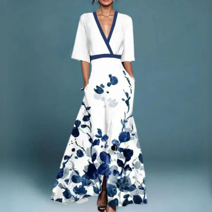 Floral Maxi Dress with V Neck