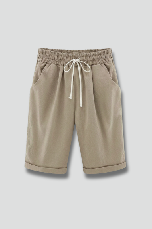Comfortable Shorts for Women with Elastic Drawstring Waist Cuffed Hem Pocket Relaxed Casual Style