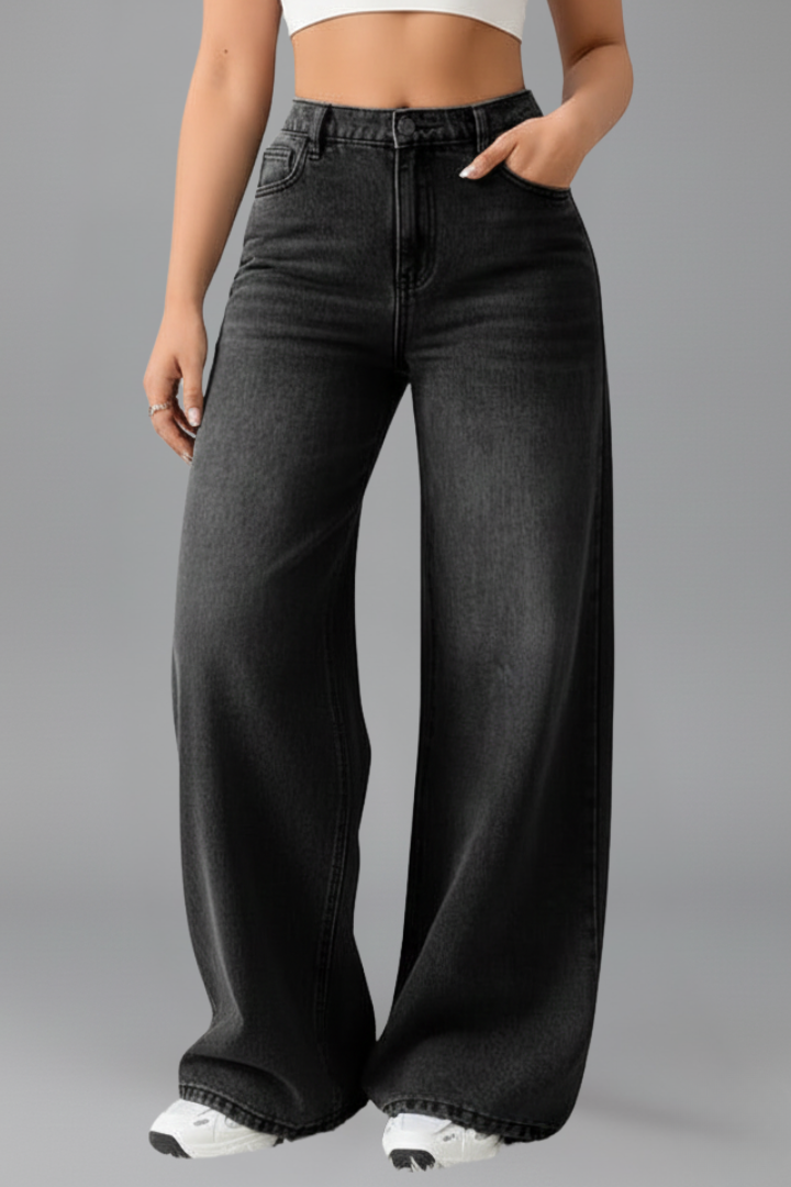 Stylish Relaxed Wide Leg Jeans for Women with High Rise Style