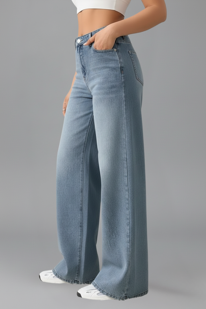 Stylish Relaxed Wide Leg Jeans for Women with High Rise Style