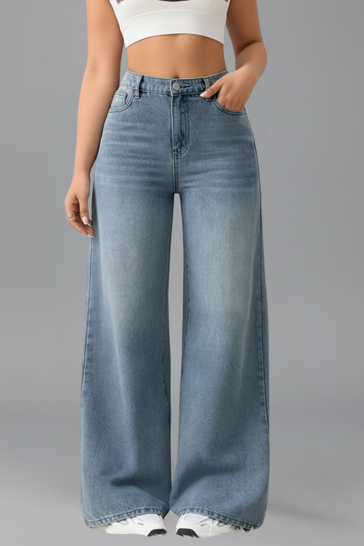 Stylish Relaxed Wide Leg Jeans for Women with High Rise Style