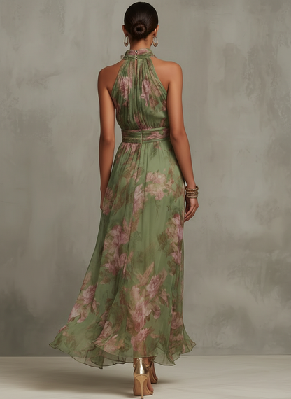 Elegant Green Maxi Dress for Women with Wedding Guest Dress Style