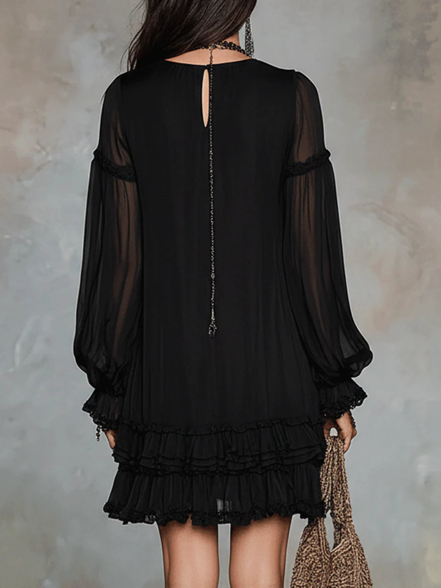 Effortless Black Mini Dress for Women with Boho Style