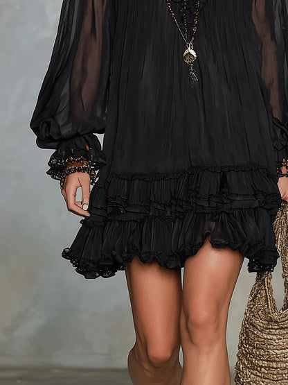 Effortless Black Mini Dress for Women with Boho Style