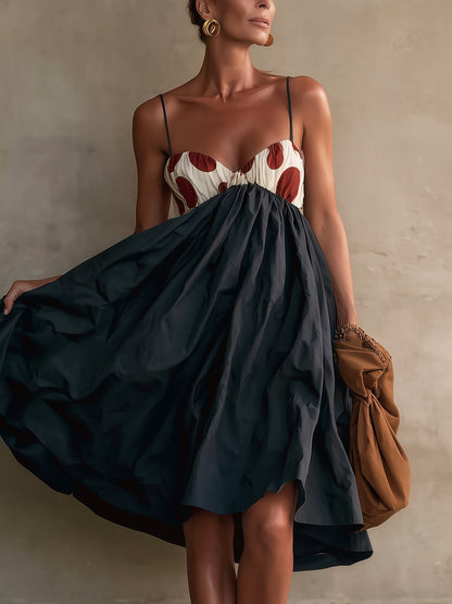 Black Strapless Cocktail Mini Dress with Floral Bodice