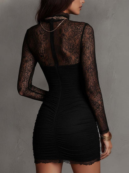 Black Lace Bodycon Mini Dress