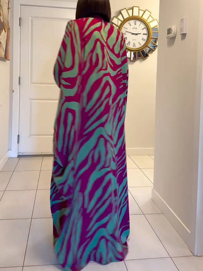 Elegant Purple Maxi Dress for Women with V Neck Kaftan Style