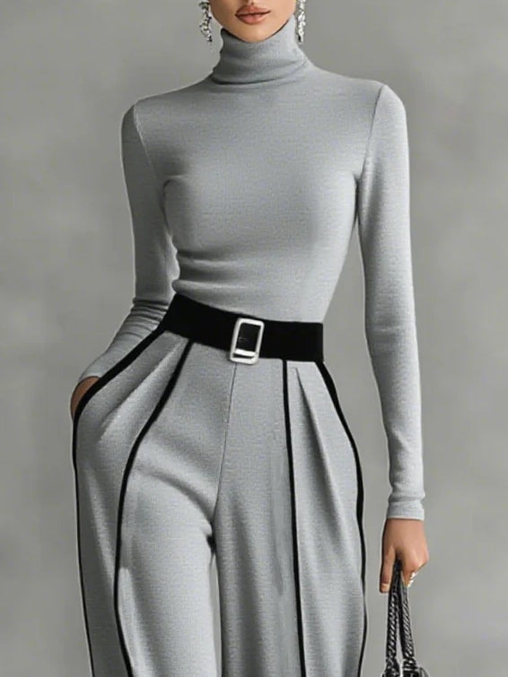 Elegant Black Wide Leg Jumpsuit for Women with Belt Style