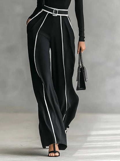 Elegant Black Wide Leg Jumpsuit for Women with Belt Style