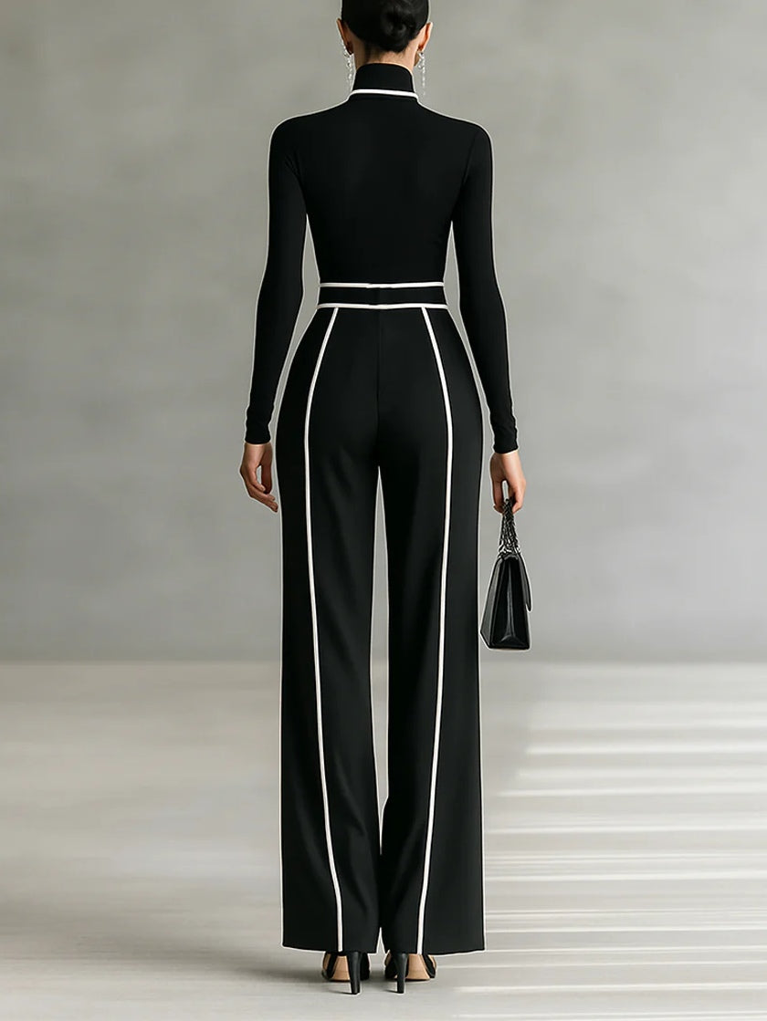 Elegant Black Wide Leg Jumpsuit for Women with Belt Style