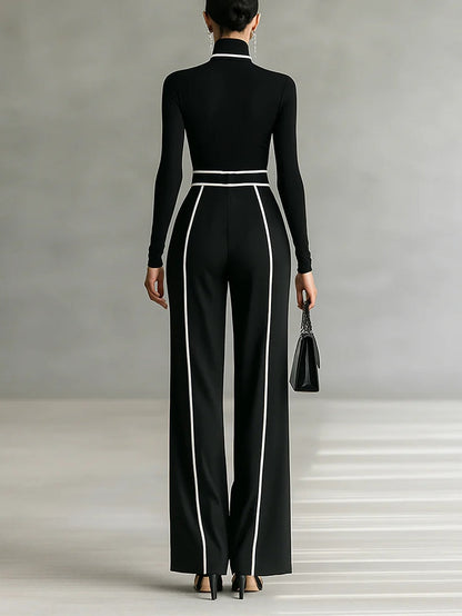 Elegant Black Wide Leg Jumpsuit for Women with Belt Style