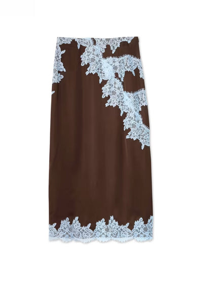 Elegant Lace Panel Halter Top and Skirt Set for Women