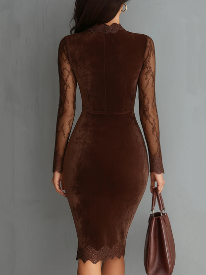 Elegant Velvet Mini Dress for Women with Keyhole Style