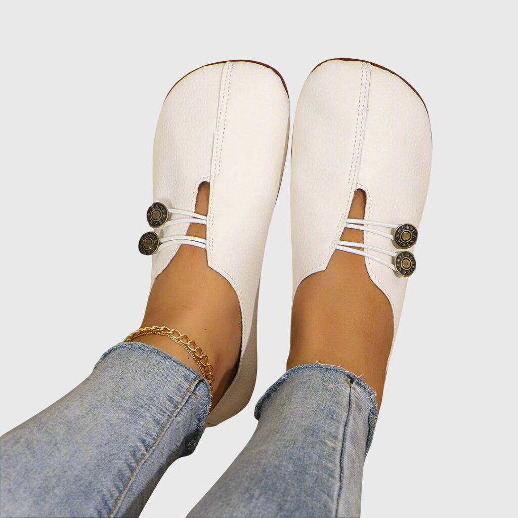 Comfortable Suede Flats with Buckle Detail