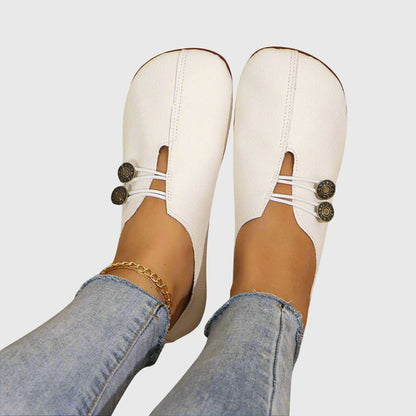 Comfortable Suede Flats with Buckle Detail
