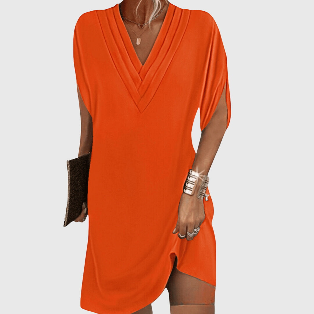Effortless Mini Dress for Women with V Neck Draped Style
