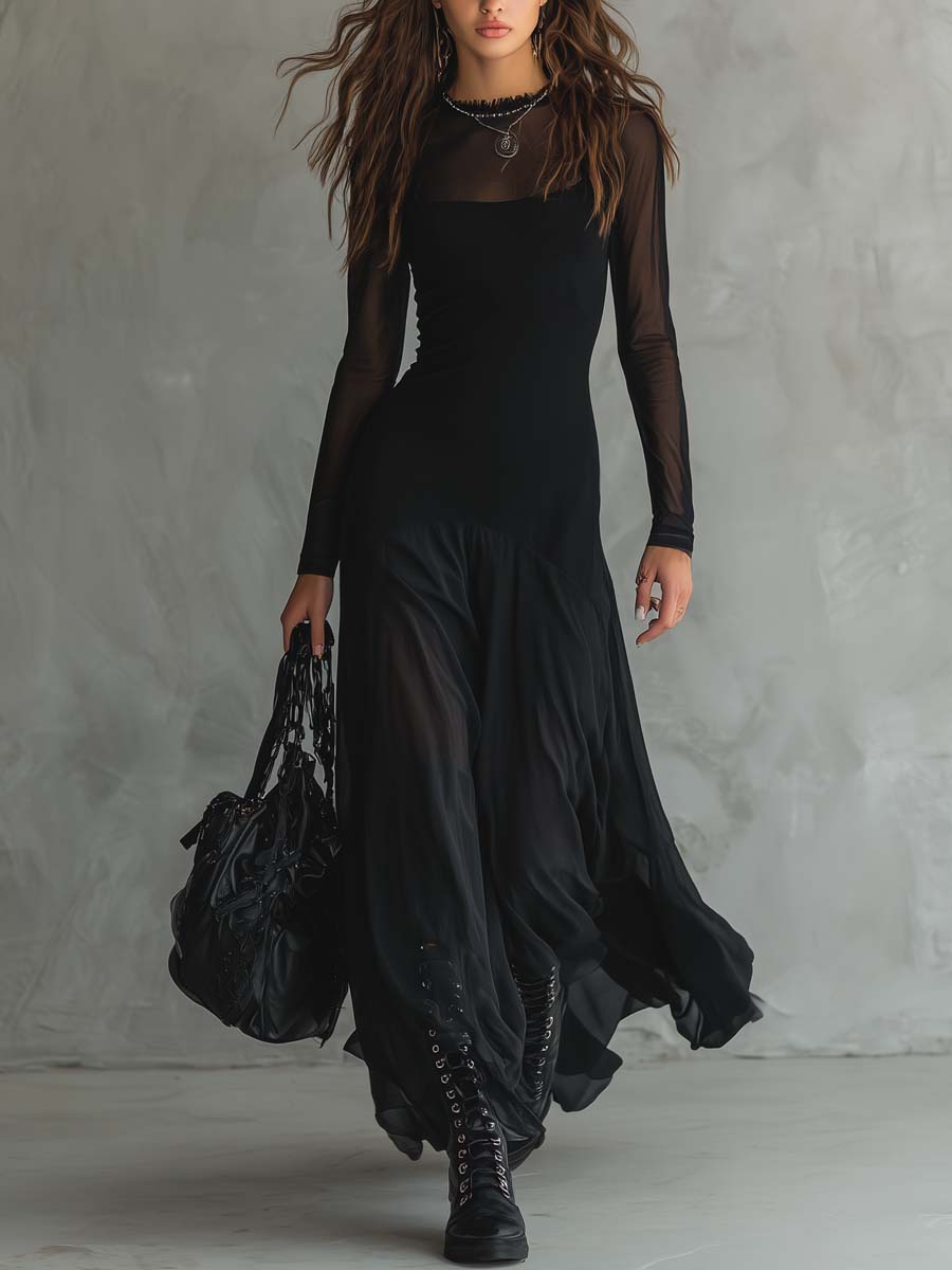 Elegant Black Going Out Dress for Women with Black Tie Formal Style