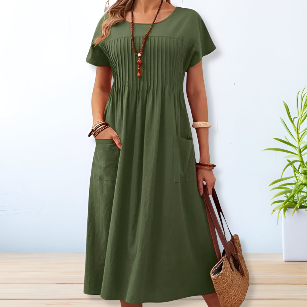 Comfortable Midi Dress for Women with Round Neck Style