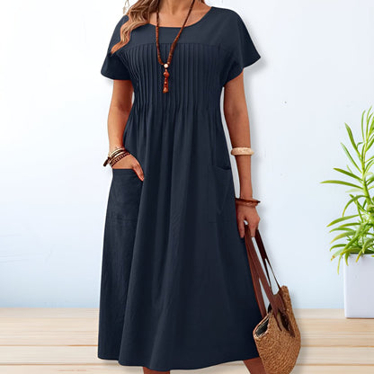 Comfortable Midi Dress for Women with Round Neck Style