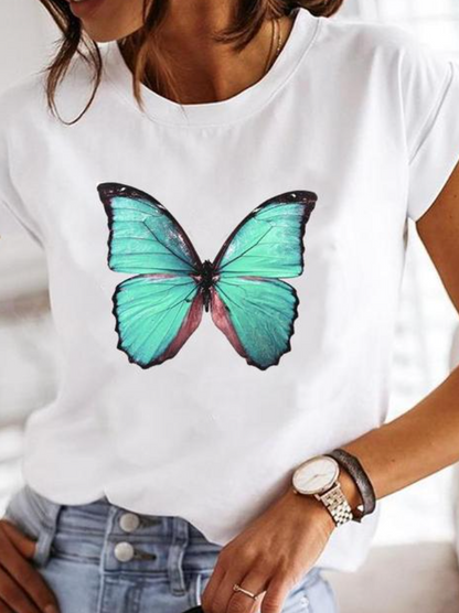 Comfortable Graphic Print Blouses for Women with Round Neck Style