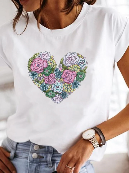 Comfortable Graphic Print Blouses for Women with Round Neck Style