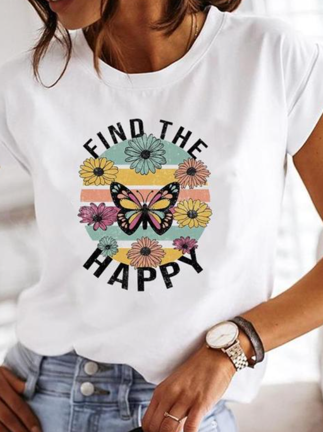 Comfortable Graphic Print Blouses for Women with Round Neck Style