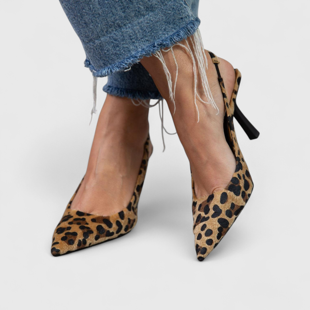 Elegant Leopard Print Wedding Shoes for Women with Slingback Strap Style