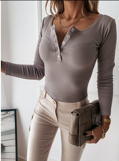 Effortless Henley Blouses for Women with V Neck Style