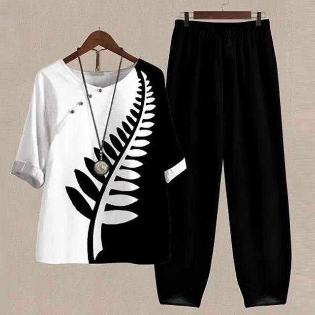 Effortless Two Piece Set for Women with Printed Style