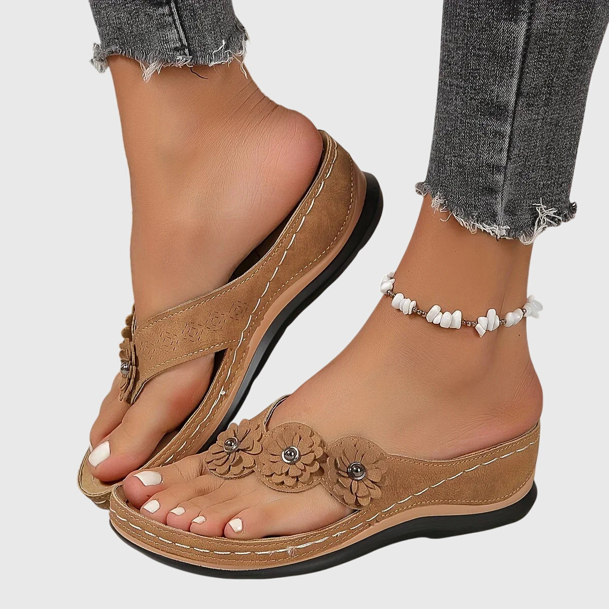Comfortable Wedge Sandals for Women with Floral Strap Style