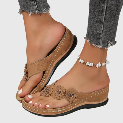 Comfortable Wedge Sandals for Women with Floral Strap Style