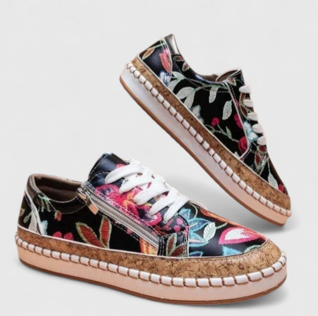 Stylish Floral Sneakers for Women with Lace Up Platform Style