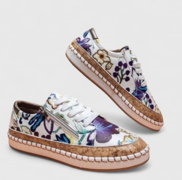 Stylish Floral Sneakers for Women with Lace Up Platform Style
