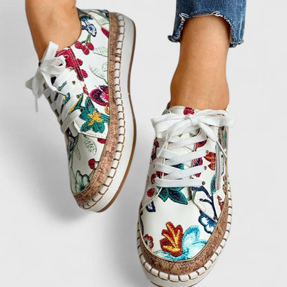 Stylish Floral Sneakers for Women with Lace Up Platform Style