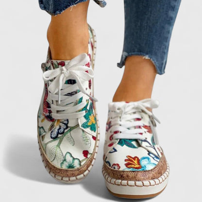 Stylish Floral Platform Sneakers for Women with Cork Sole Style