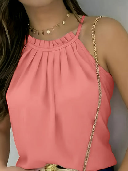 Stylish Halter Blouses for Women with Ruched Collar Style