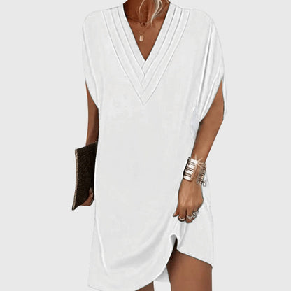 Effortless Mini Dress for Women with V Neck Draped Style